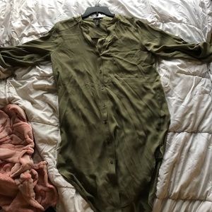 Green button down dress